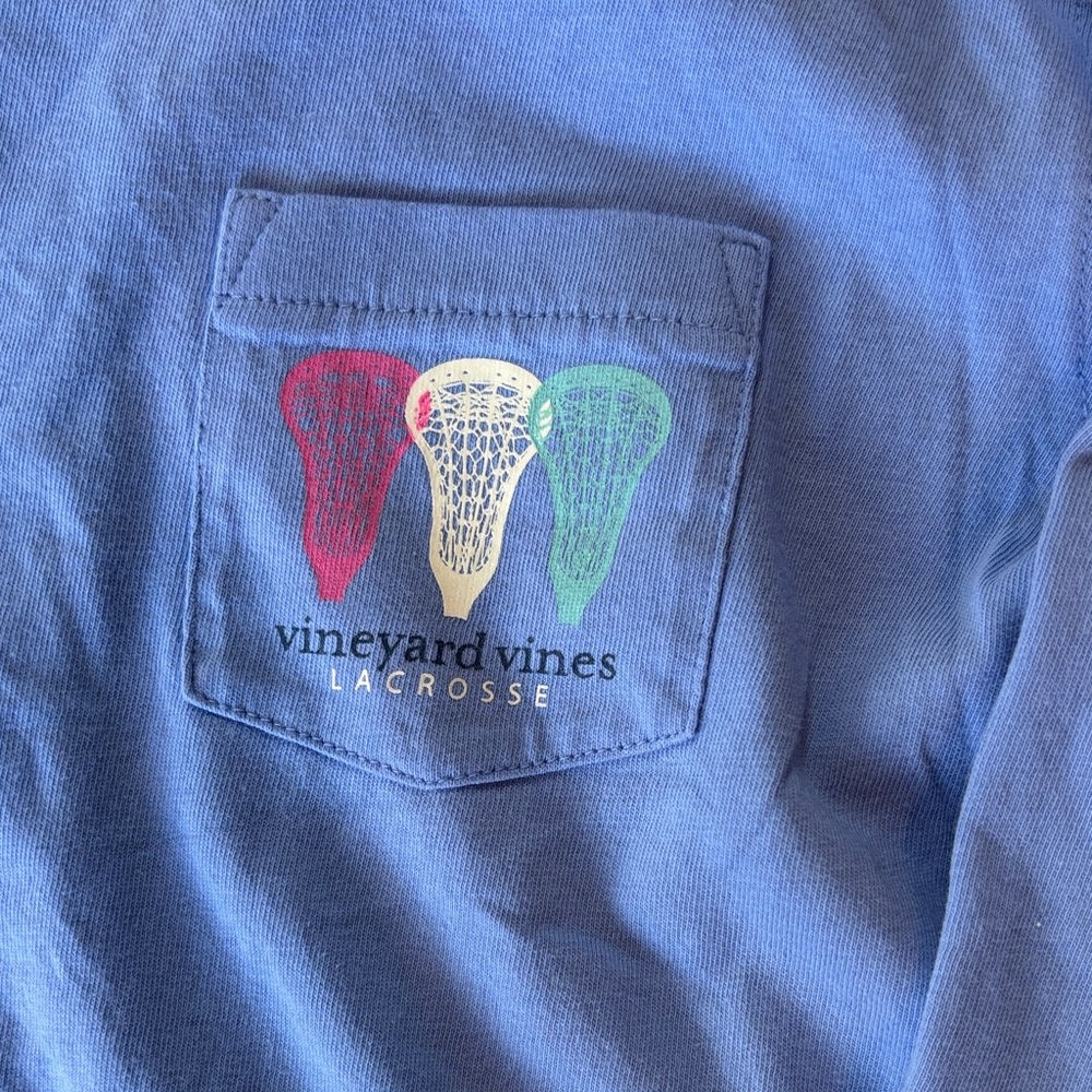 Vineyard Vines Kids Lacrosse Blue Long Sleeve Tee - Picture 2 of 4